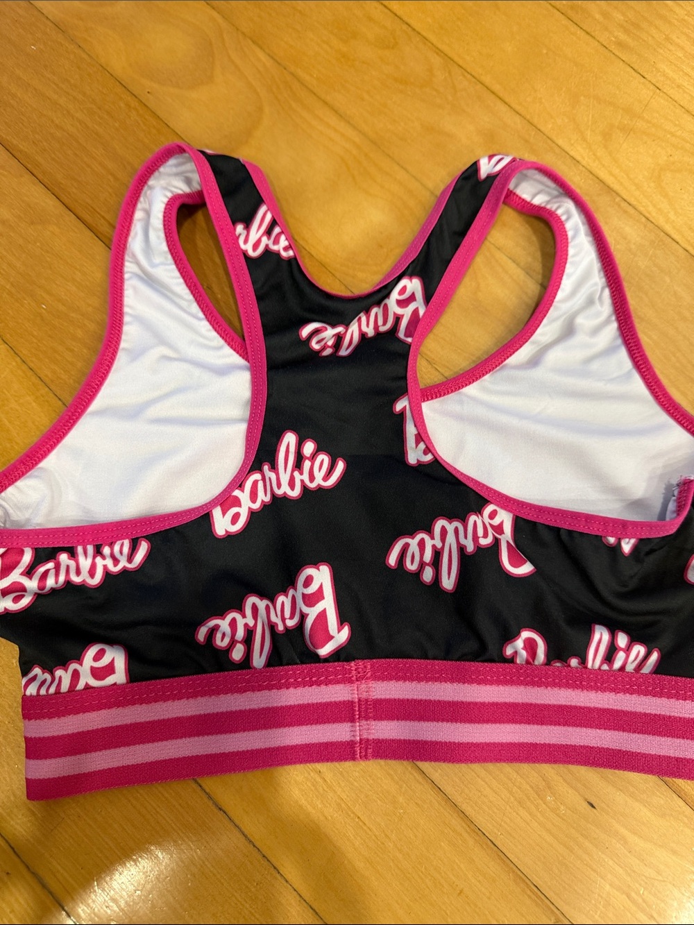 Barbie Black Sports Bra with Hot Pink Logo and Trim - Picture 13 of 14